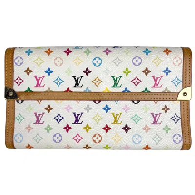 Pre-owned Louis Vuitton Blanc Multi-color White Monogram Multicolore Long Wallet (tri-fold) ()