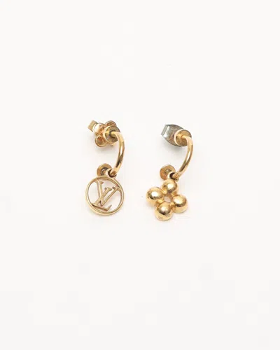 Pre-owned Louis Vuitton Blooming Hoop Earrings In Gold