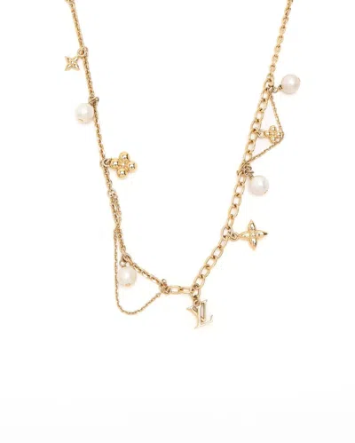 Pre-owned Louis Vuitton Blooming Pearl Necklace In Gold