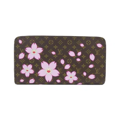 Pre-owned Louis Vuitton Blossom Brown Monogram Cherry Coated Canvas Long Wallet (bi-fold) () In Blossom, Brown, Monogram Cherry