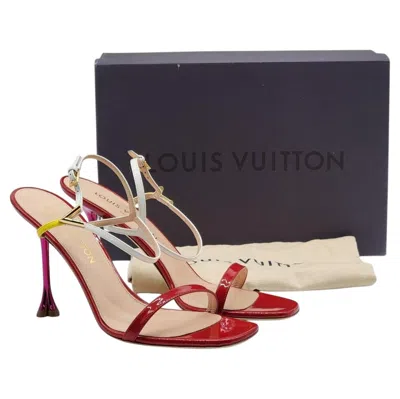Pre-owned Louis Vuitton Blossom Leather Heeled Summer Sandals In Red Eu 37.5 Us 7.5 - Nwb