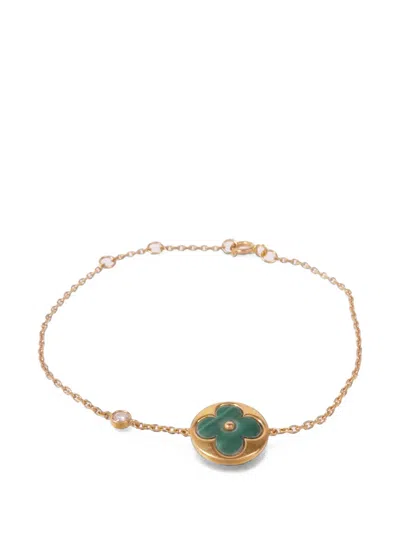 Pre-owned Louis Vuitton Blossom Malachite And Diamond Bracelet In Gold