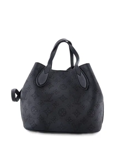 Pre-owned Louis Vuitton Blossom Tote Mahina Leather Pm Shoulder Bag In Black