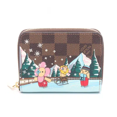 Pre-owned Louis Vuitton Blue Brown Damier Canvas Coated Canvas Coin Purse/coin Case ()