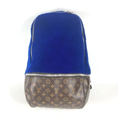 Pre-owned Louis Vuitton Blue Brown Monogram Canvas Leather Backpack ()