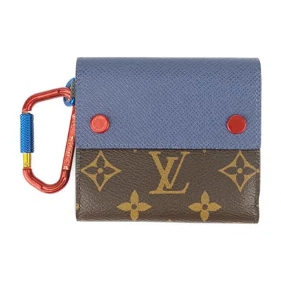 Pre-owned Louis Vuitton Blue Brown Monogram Navy Monogram Taiga Leather Wallet (bi-fold) ()