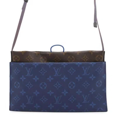 Pre-owned Louis Vuitton Blue Brown Monogram Shoulder Bag ()