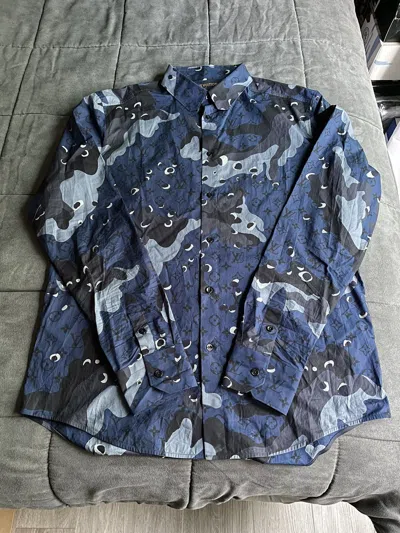 Pre-owned Louis Vuitton Blue Camo Monogram Shirt