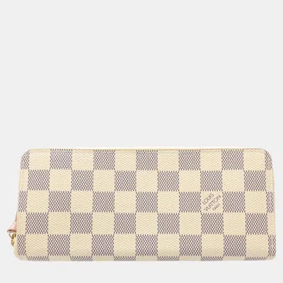Pre-owned Louis Vuitton Blue Canvas Damier Azur Clemence Wallet