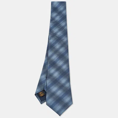 Pre-owned Louis Vuitton Blue Check Pattern Silk Tie