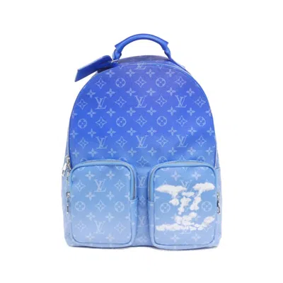Pre-owned Louis Vuitton Blue Coated Canvas Backpack ()
