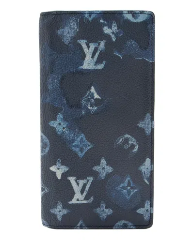 Pre-owned Louis Vuitton Blue Coated Canvas Brazza Wallet (authentic Pre-loved)