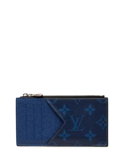 Pre-owned Louis Vuitton Blue Coated Canvas Coin Card Holder M30270 (authentic Pre-loved)