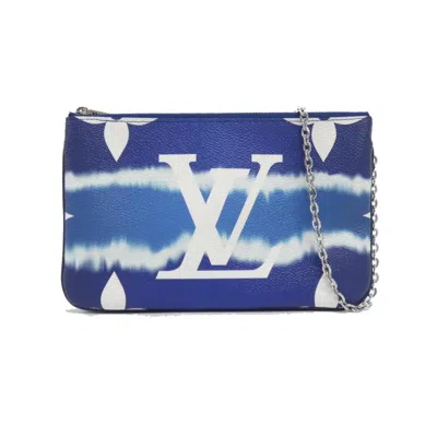 Pre-owned Louis Vuitton Blue Coated Canvas Pochette Shoulder Bag ()