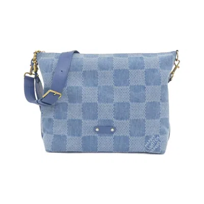Pre-owned Louis Vuitton Blue Cotton Canvas Leather Shoulder Bag ()