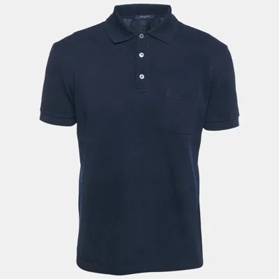 Pre-owned Louis Vuitton Blue Cotton Pique Polo T-shirt M