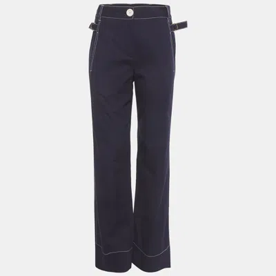 Pre-owned Louis Vuitton Blue Cotton Trousers S