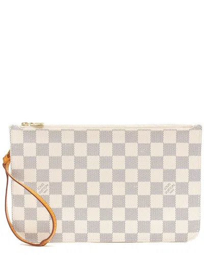 Pre-owned Louis Vuitton Blue Damier Azur Neverfull Mm Pochette (authentic Pre-loved)