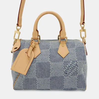 Pre-owned Louis Vuitton Blue Damier Denim Speedy Bandouliere 25 Handbag
