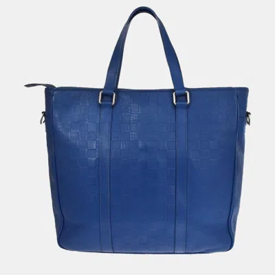 Pre-owned Louis Vuitton Blue Damier Infini Leather Tadao Satchel