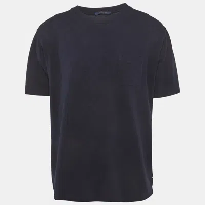 Pre-owned Louis Vuitton Blue Damier Pique Crew Neck T-shirt 4l
