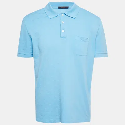 Pre-owned Louis Vuitton Blue Damier Pique Polo T-shirt Xl