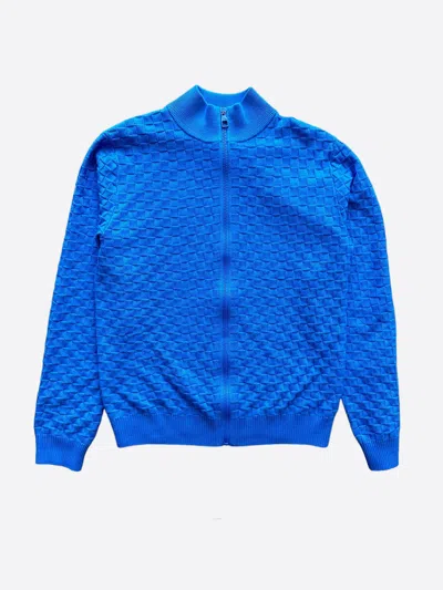 Pre-owned Louis Vuitton Blue Damier Zip Up Cardigan