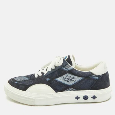 Pre-owned Louis Vuitton Blue Denim And Suede Richelieu Lv Ollie Low Top Sneakers Size 40