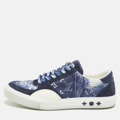 Pre-owned Louis Vuitton Blue Denim And Suede Richelieu Lv Ollie Low Top Sneakers Size 46