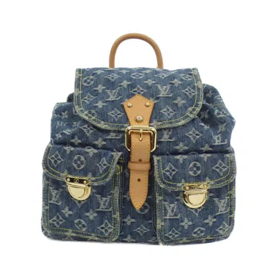 Pre-owned Louis Vuitton Blue Denim Backpack ()