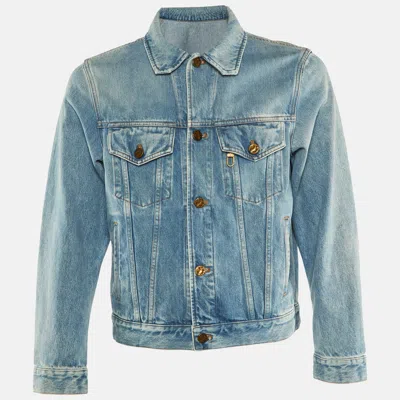 Pre-owned Louis Vuitton Blue Denim Button Front Jacket Xs