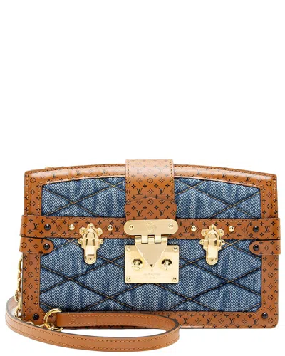 Pre-owned Louis Vuitton Blue Denim Calfskin Malletage Trunk Clutch (authentic Pre-loved)