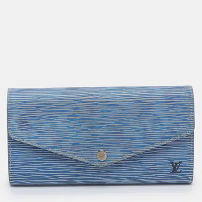 Pre-owned Louis Vuitton Blue Denim Epi Leather Sarah Nm Wallet