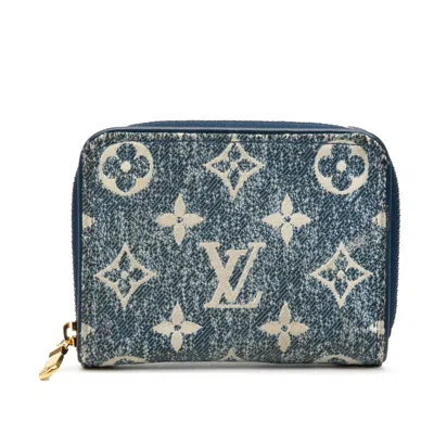 Pre-owned Louis Vuitton Blue Denim Leather Coin Purse/coin Case ()