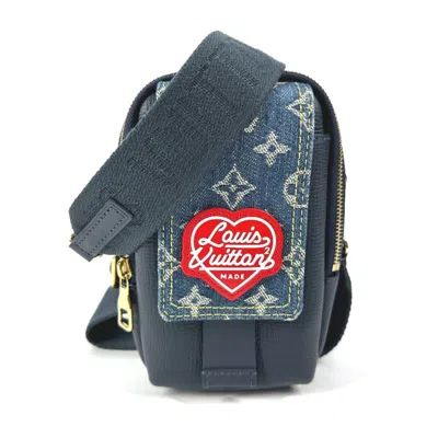Pre-owned Louis Vuitton Blue Denim Leather Pochette Pouch Shoulder Bag ()