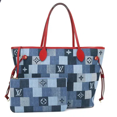 Pre-owned Louis Vuitton Blue Denim Leather Tote Bag ()