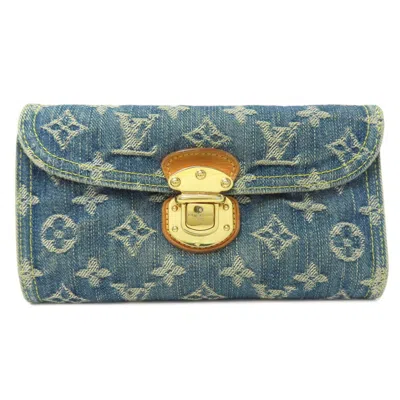 Pre-owned Louis Vuitton Blue Denim Long Wallet (bi-fold) ()
