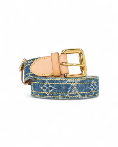 Pre-owned Louis Vuitton Blue Denim Monogram Belt