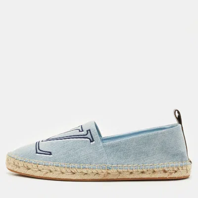 Pre-owned Louis Vuitton Blue Denim Seashore Espadrille Flats Size 38