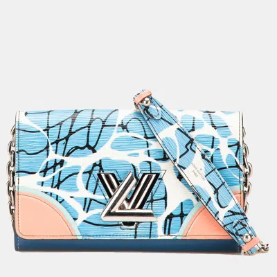 Pre-owned Louis Vuitton Blue Epi Aqua Twist Wallet On Chain