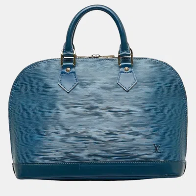 Pre-owned Louis Vuitton Blue Epi Leather Alma Pm Satchel