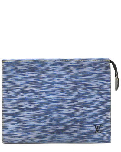 Pre-owned Louis Vuitton Blue Epi Leather & Denim Pouch (authentic Pre-loved)