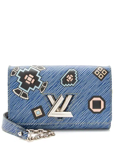 Pre-owned Louis Vuitton Blue Epi Leather Aztec Twist Chain Wallet (authentic Pre-loved)
