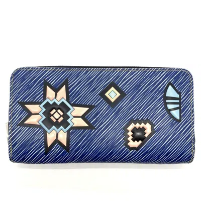 Pre-owned Louis Vuitton Blue Epi Leather Long Wallet (bi-fold) ()