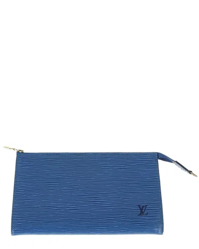 Pre-owned Louis Vuitton Blue Epi Leather Pochette Accessoires (authentic Pre-loved)