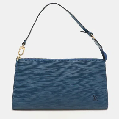 Pre-owned Louis Vuitton Blue Epi Leather Pochette Accessories