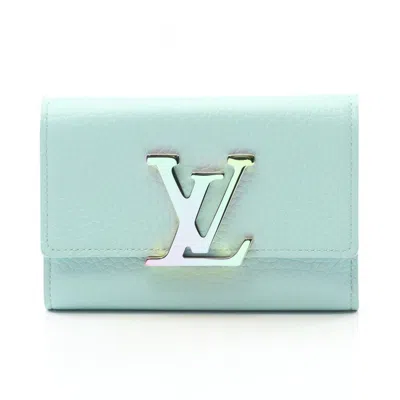 Pre-owned Louis Vuitton Blue Green Leather Wallet (tri-fold) () In Multi