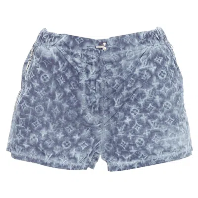 Pre-owned Louis Vuitton Blue Grey Tie Dye Stencil Effect Monogram Print Shorts Fr36 S In Gray