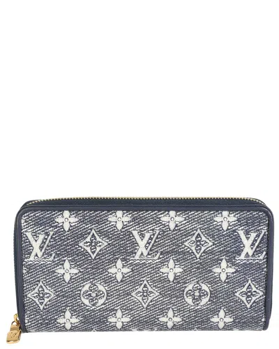 Pre-owned Louis Vuitton Blue Holographic Monogram Zippy Wallet (authentic Pre-loved)