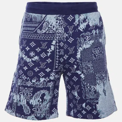 Pre-owned Louis Vuitton Blue Jacquard Knit Shorts M